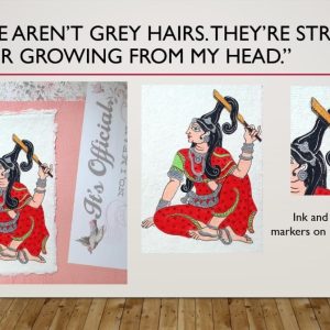 "Those aren't grey hairs, they are strands of glitter growing from my head"